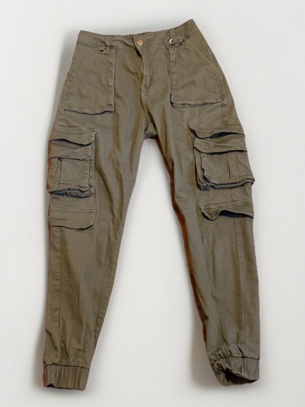 American Bazi Medium Olive Green Cargo Jogger Pants Multi Pocket Stretch M